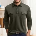 thumbnail image 2 of MIXUE Polo Shirts For Men Summer Solid Color Lapel Button Down Long Sleeve With Pockets Slim Fit Casual Activewear,Green,XL, 2 of 7
