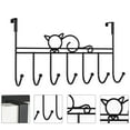 thumbnail image 2 of Organizador de toallas con 7 ganchos, perchero negro con diseño de gato, para puerta, 2 of 7