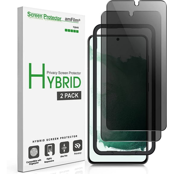 (2 Pack) amFilm Samsung Galaxy S22 Plus 5G Privacy Screen Protector