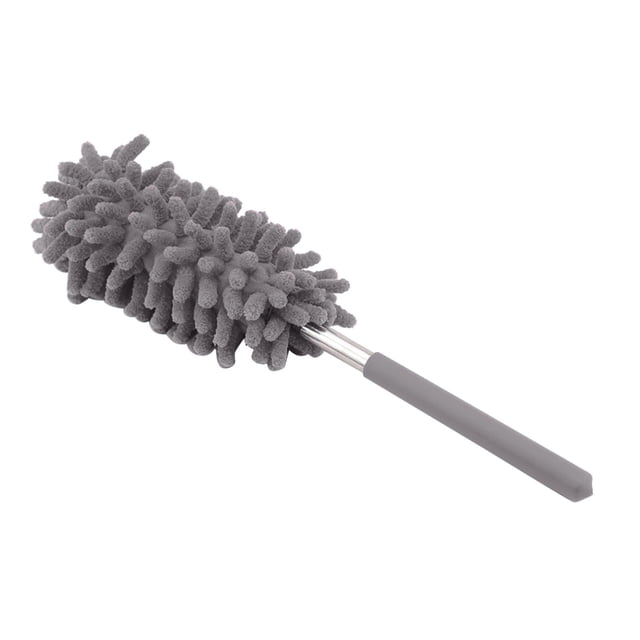 1 Pcs Small Duster for Cleaning,Microfiber Extendable Dusters,Washable Hand-Held Duster,Retractable Duster,Hand Duster Brush with Telescoping Pole for Cleaning Car, Window, Furniture,(Gray,10 in)