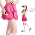 thumbnail image 5 of Teen Girls Tennis Skirts with Built-in Shorts Casual High Waist Ruffle A-line Skorts with Pockets, Workout Sports Running Skorts for Girls 13-14 Years, 5 of 5