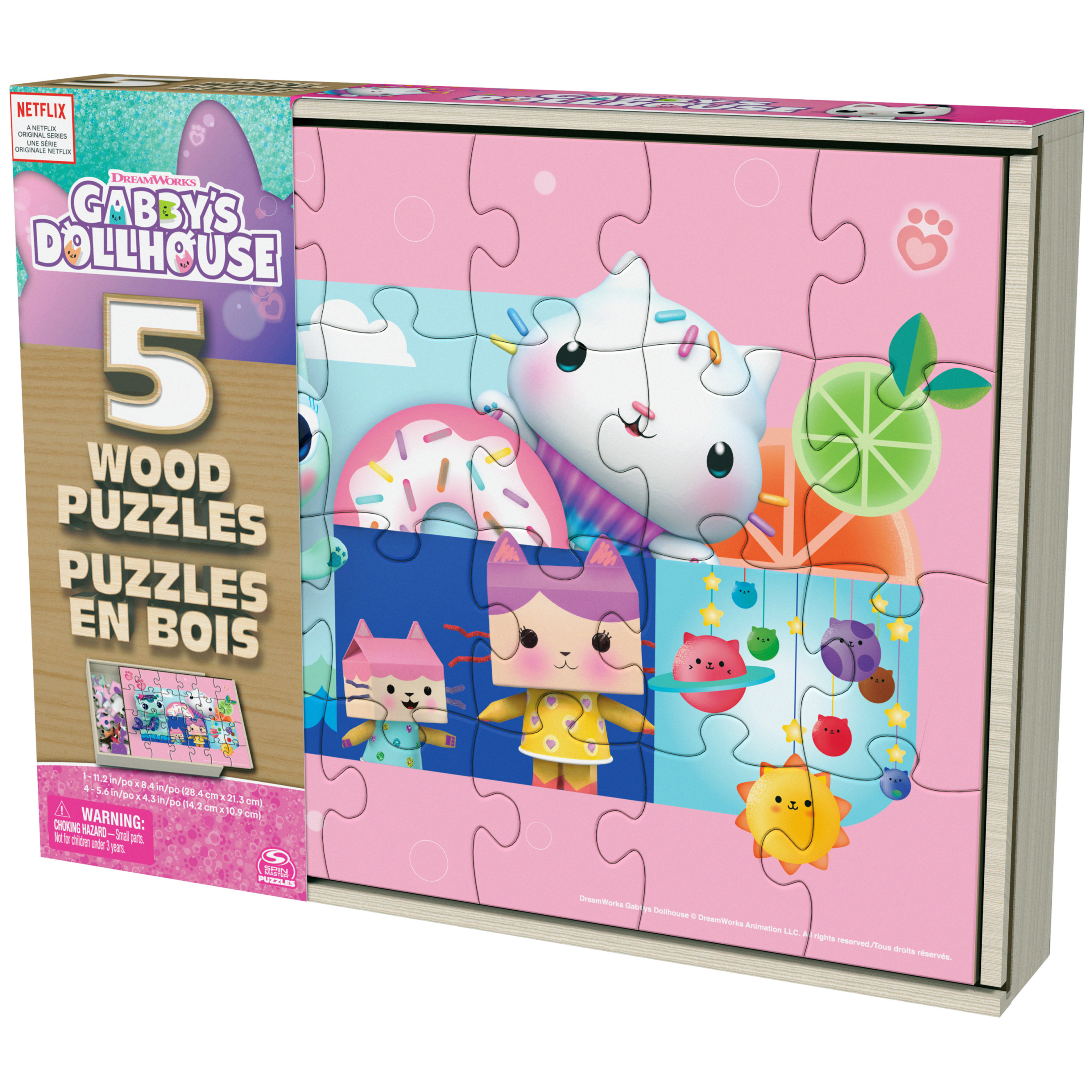 Gabby’s Dollhouse, 5 Wood Puzzles with Storage Box, for Kids Ages 4 and up - image 5 of 7