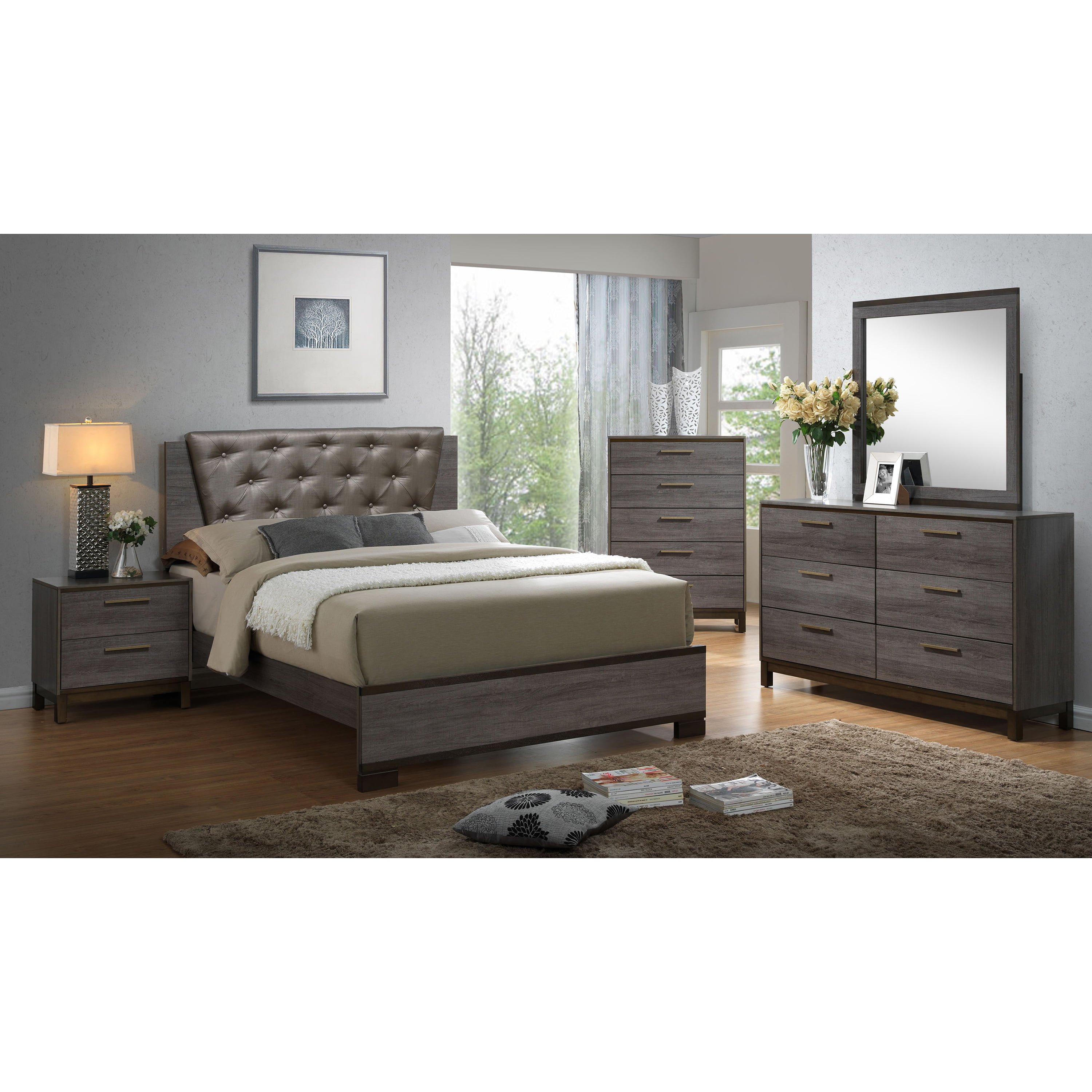 Furniture Of America Althea Bedroom Set, Althea Upholstered Sleigh Bed King