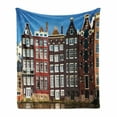 thumbnail image 1 of Amsterdam Soft Flannel Fleece Blanket, Medieval Buildings in the Netherlands Traditional Architecture Photo of the City, Cozy Plush for Indoor and Outdoor Use, 50" x 60", Multicolor, by Ambesonne, 1 of 6