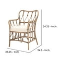 thumbnail image 5 of Lattice Design Wooden Arm Chair with Rattan Binding, Brown- Saltoro Sherpi, 5 of 5