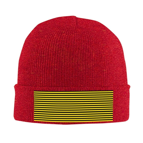 Yellow-Black-Bee-Stripes Beanie Hat Knit Hat Skull Cap for Men Women Winter Hat Red