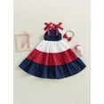 thumbnail image 4 of 4th of July Toddler Little Girl Outfit Fourth of July Red White and Blue Dress American Flag Tiered Dresses, 4 of 9