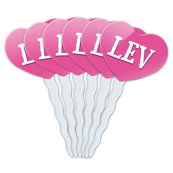 Lev Heart Love Cupcake Picks Toppers - Set of 6