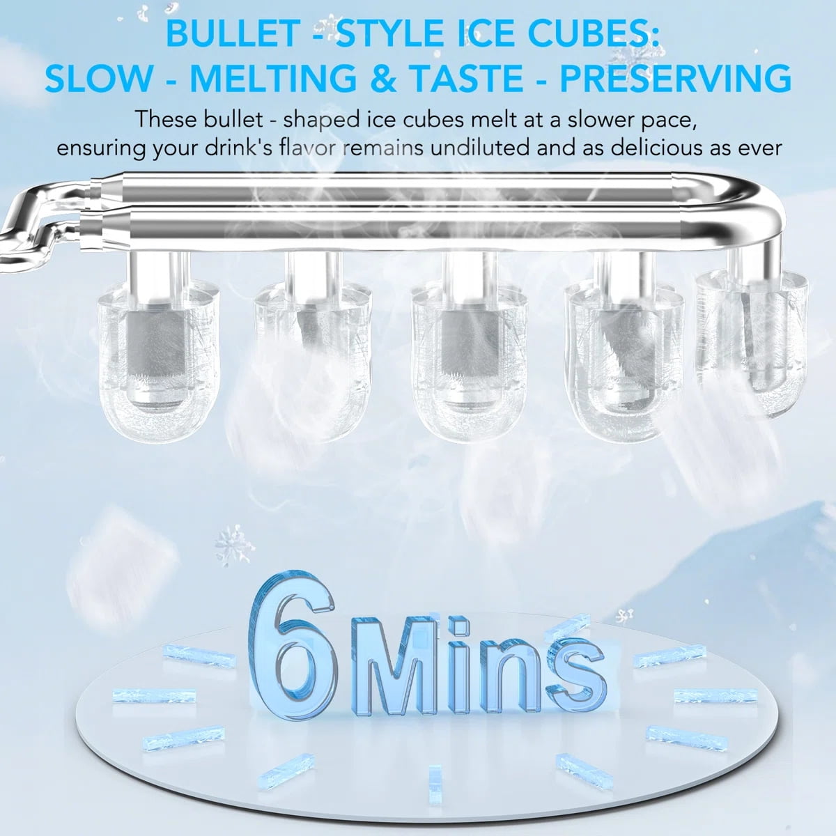 KNDKO Efficient Portable Countertop Ice Maker: Quick 8-Cube In 6 Mins, Up To 26Lb/Day, 2 Ice Sizes, Perfect For Home/Party/Travel Green