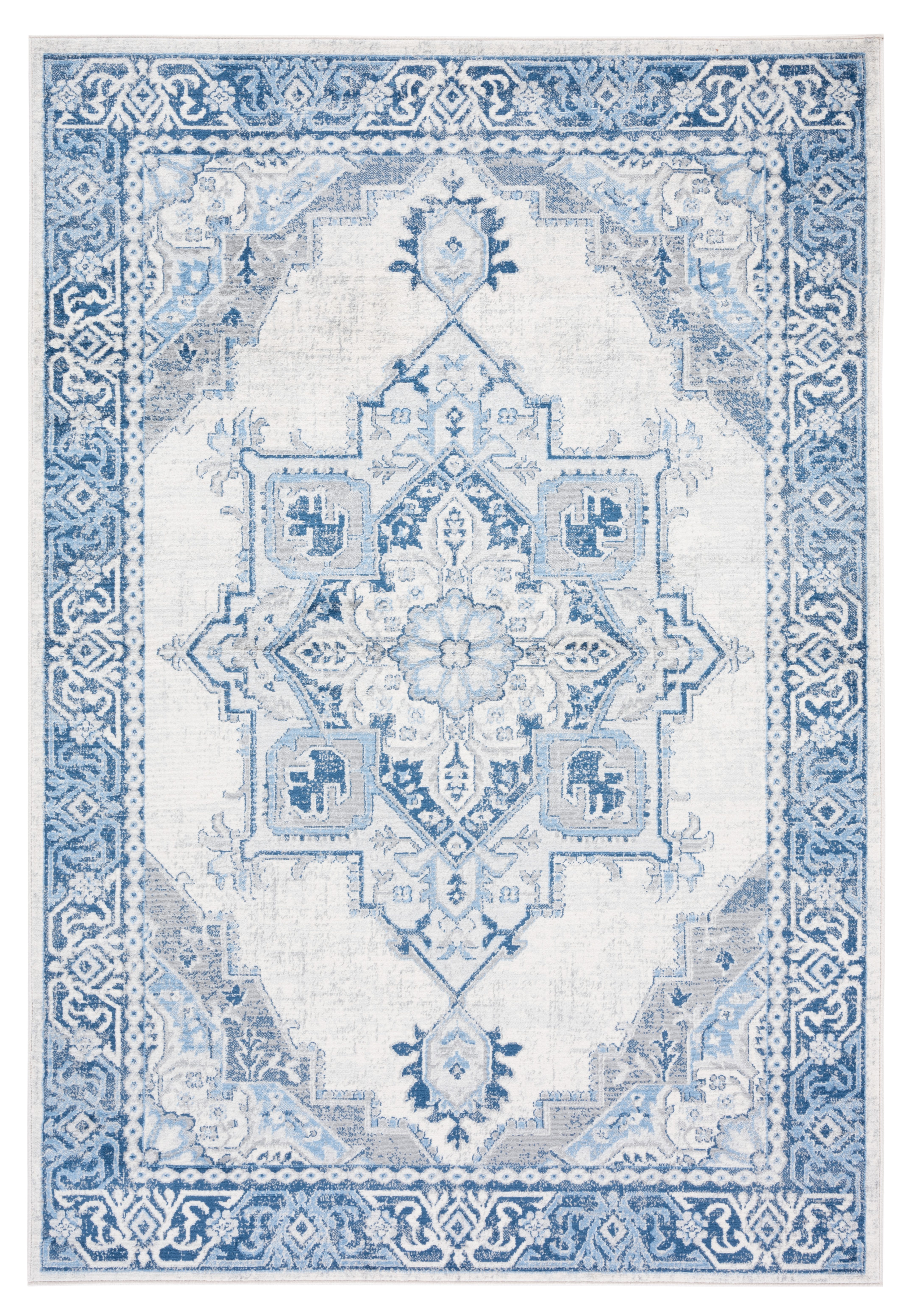 SAFAVIEH Brentwood Vesela Oriental Area Rug, Blue/Light Gray, 4' x 6'