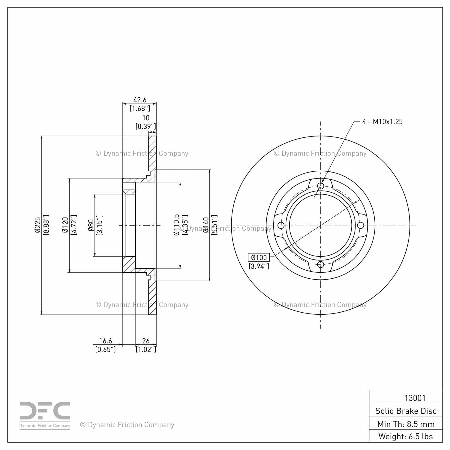 Rear Dynamic Friction Company Disc Brake Rotor 600-13001 (1) For 1985-1989 Subaru GL, 1985-1989 Subaru GL-10, 1985-1989 Subaru RX, 1990 Subaru Loyale