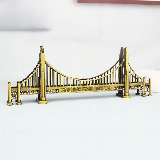 Maqueta del puente Golden Gate de San Francisco, artesanía en metal, souvenirs turísticos americanos decorativos