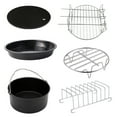 thumbnail image 1 of 6pcs 6 Inch Air Fryer Accessories Frying Baking Pan Rack Pizza Tray Pot Set, 1 of 6