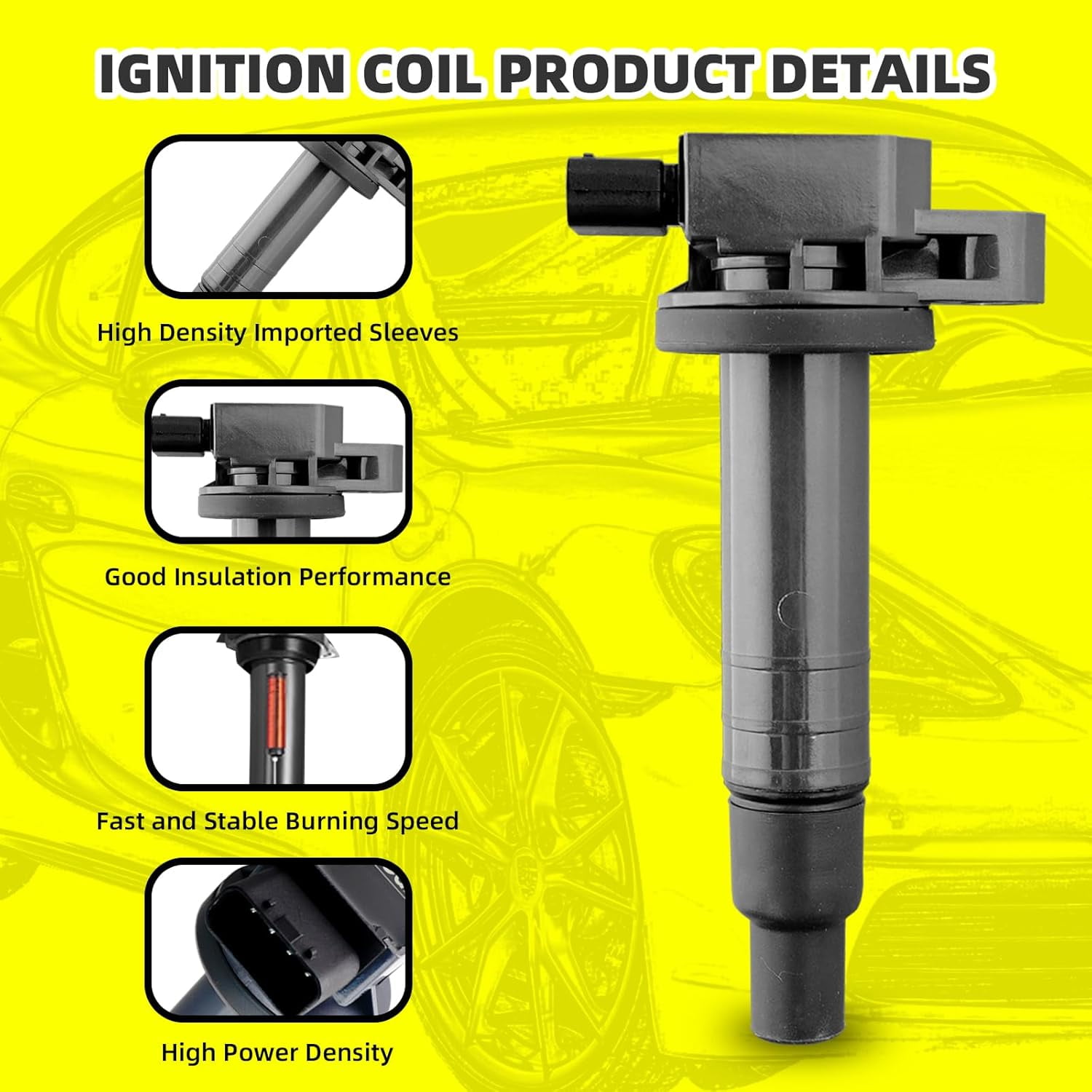 MOAUTO Set of 4 Ignition Coils Pack UF316 90919-02240 & 4 PCS Iridium Spark Plugs Compatible with Scion Toyota XA XB Yaris Echo Prius Camry - L4 1.5L