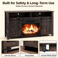 thumbnail image 4 of SESSLIFE 58" Fireplace TV Stand for TVs up to 65", Farmhouse Entertainment Center with Electric Fireplace, Sliding Barn Doors and Storage Cabinets, Black Brown, 4 of 8
