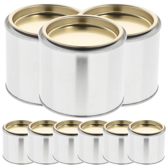 KAKOWELY 8PCS Paint Mixing Iron Can Round Metal Oil Paint Cans Portable Printing Ink Storage Can Practical Paint Storage Can Sturdy Oil Ink Container for Home Store(0.3L Silver),3.15"X3.15"X2.6"