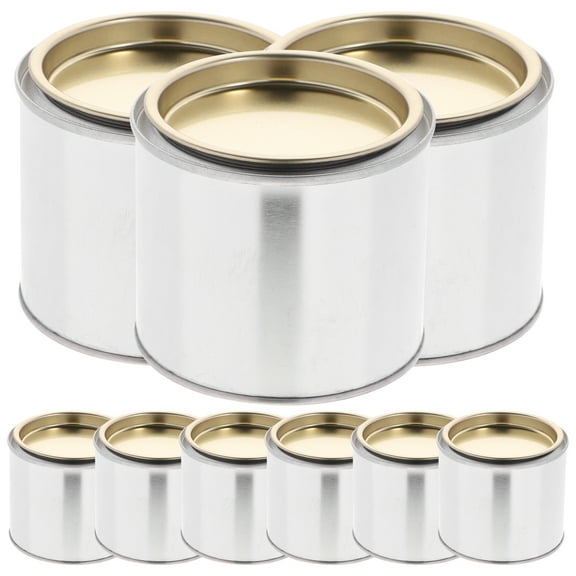 Arborister 8PCS Paint Mixing Iron Can Round Metal Oil Paint Cans Portable Printing Ink Storage Can Practical Paint Storage Can Sturdy Oil Ink Container for Home Store(0.3L Silver)