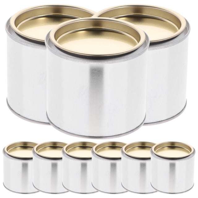 KAKOWELY 8PCS Paint Mixing Iron Can Round Metal Oil Paint Cans Portable Printing Ink Storage Can Practical Paint Storage Can Sturdy Oil Ink Container for Home Store(0.3L Silver),3.15"X3.15"X2.6"