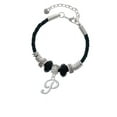 thumbnail image 2 of Delight Jewelry Silvertone Small Gelato Script Initial - P - Niece Celtic Knot Leather Bead Bracelet, 7"+2" Extender, 2 of 4
