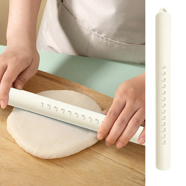 Rodillo antiadherente de silicona de 10" | Herramienta de horneado con núcleo de acero inoxidable | Pastelería, pizza, fondant, pan | Agarre fácil, marca de regla, colores variados
