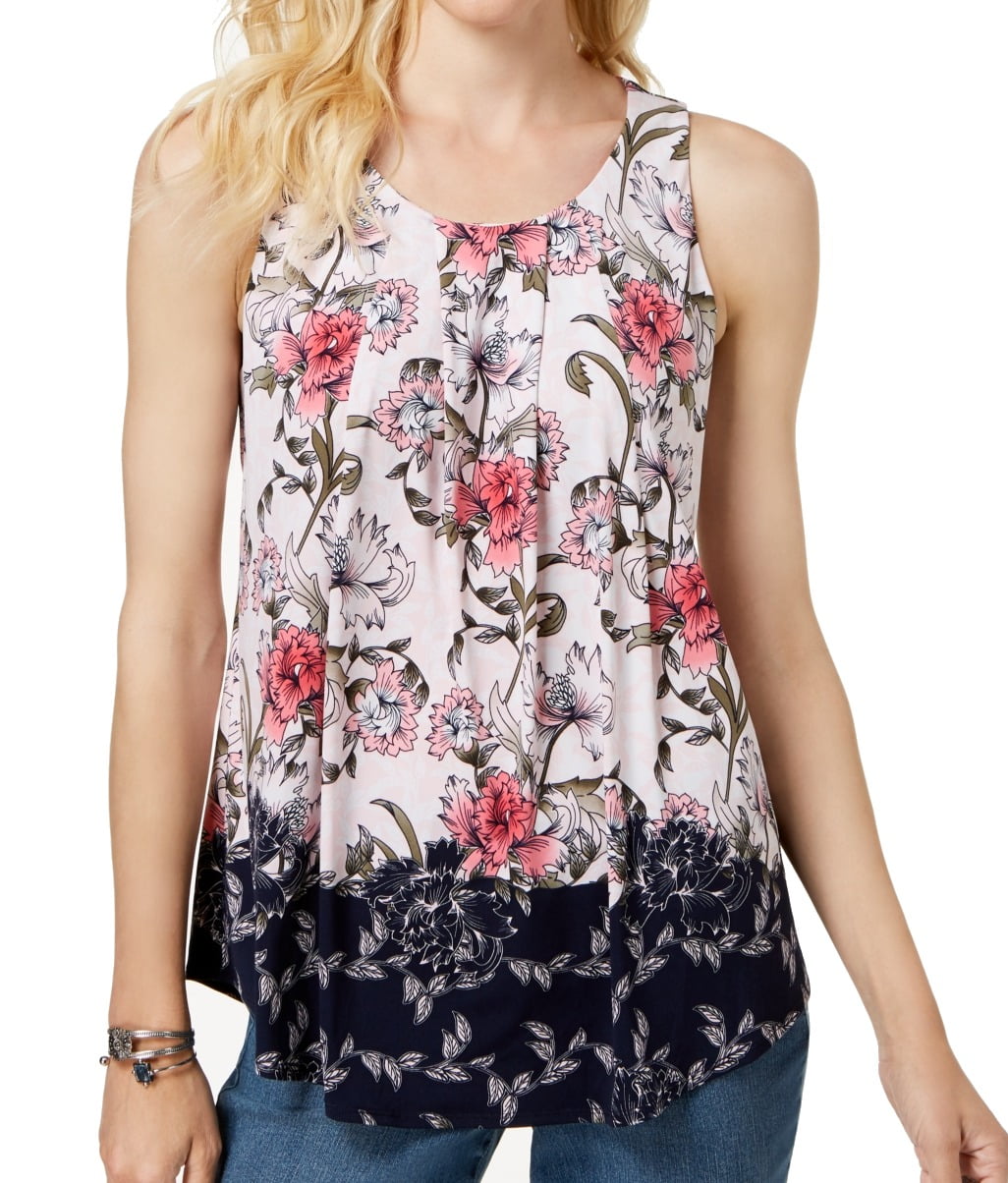 Charter Club - Womens Blouse Plus Colorblock Floral Pleated XXL ...