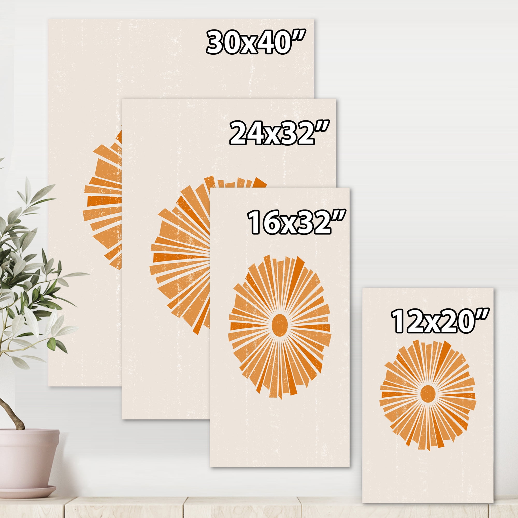 Designart ' Orange Radiant Sun I ' Modern Canvas Wall Art Print