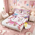 thumbnail image 2 of Meiyoeat Ice Cream Baseball Letter M Full Size Sheets 4-Piece for Girls Teens, Cute Monogram Bed Sheets, Pink White Red, 2 of 6