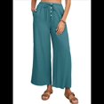 thumbnail image 1 of Pantalones de y Algodón para Mujer, Informales, de Verano, para Playa, con Cordón, Holgados, de Pierna y Bolsillos. Azul y Verde XL, 1 of 9
