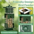thumbnail image 3 of BN-LINK Squirrel Proof Bird Feeder, Metal Bird Feeder with 4 Ports, Chewing Proof& Rust-Resistant, 3 lb Capacity, Outdoor Hanging Birdfeeder for Wild birds,Green, 3 of 6