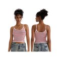 thumbnail image 2 of Raccmtaty Women Camisole, Spaghetti Straps Solid/Striped Tops Slim Fit Summer Knit Top Clubwear, 2 of 8