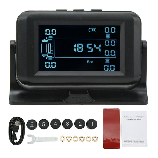 Wireless Solar TPM,6 Wheel Wireless Tire Tire Pressure Monitoring
