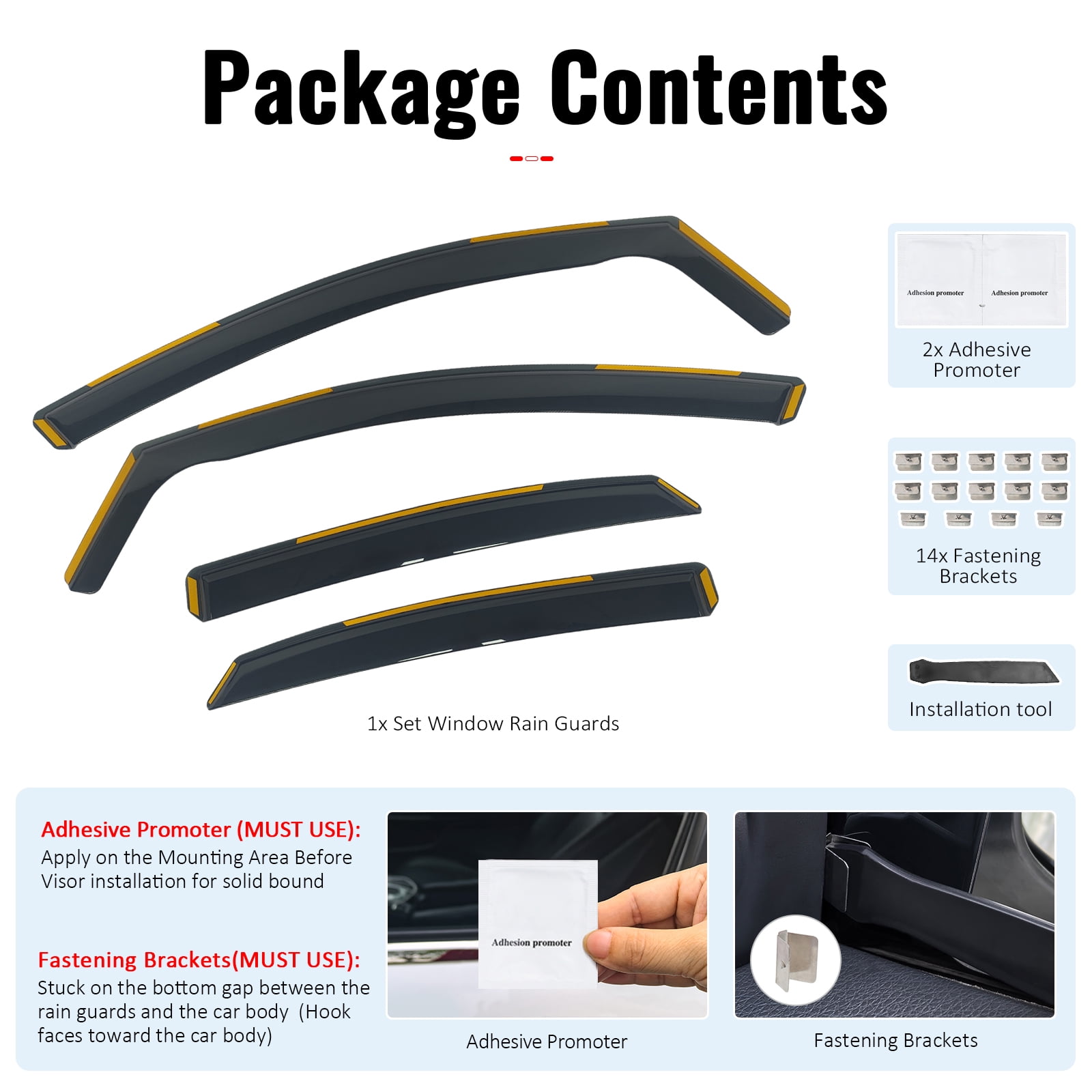 Ikon Motorsports In-Channel Window Visors Sun Shades Vent Rain Guards Deflectors for 2015-2021 Lexus NX200t NX300 NX300h Black PC Polycarbonate 4PCS