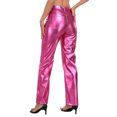 thumbnail image 6 of HDE Women's Metallic Faux Leather Pants High Waisted Trousers Hot Pink 10, 6 of 6