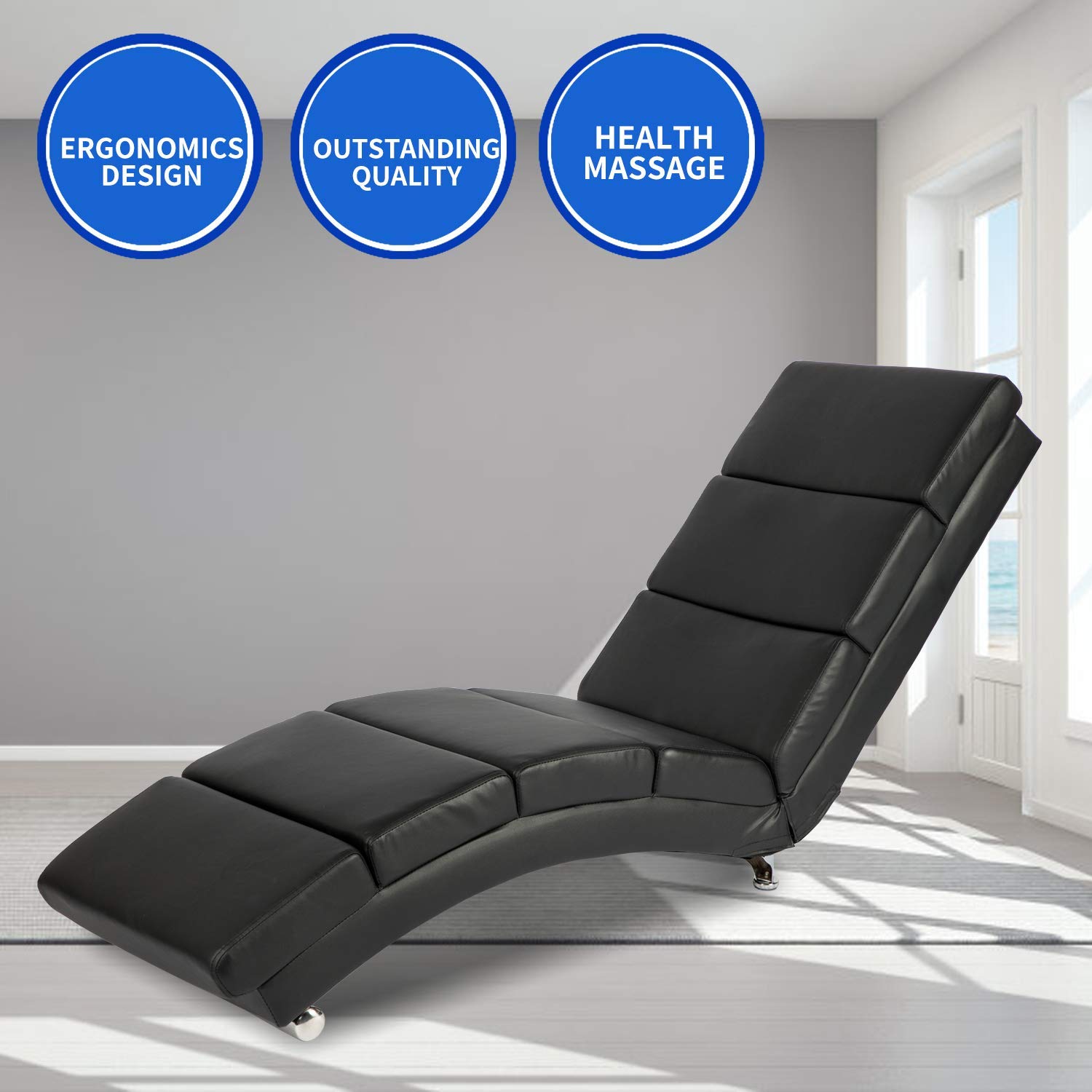 Erommy Synthetic Leather Chaise Longue with Massage Function,Massage