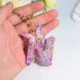 thumbnail image 2 of Llaveros con letras iniciales para mujer, borla, mariposa, rosa, morado, bonito llavero de coche para cartera, monederos, mochila, siete en total, 2 of 5