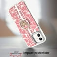 thumbnail image 3 of Case For Apple iPhone 14 /13 Diamonds 3D Butterfly Floral Design Bling Sparkly Glitter Hybrid Metal Fashion with Ring Stand Phone Cover for iPhone 14 / iPhone 13 Light Pink, 3 of 6