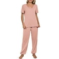 thumbnail image 2 of Dorinao Ensemble de Pyjamas Rayés pour Femmes Printemps et Été, Rouge, S, 2 of 5