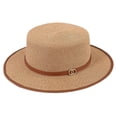 thumbnail image 3 of Sombrero de paja tejido con protección solar para mujer, sombrero de ala corta a la moda para mujer caqui, 3 of 9