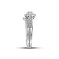 thumbnail image 2 of FB Jewels 10kt White Gold Womens Round Diamond Halo Bridal Wedding Engagement Ring Band Set 1/3 Cttw, 2 of 2
