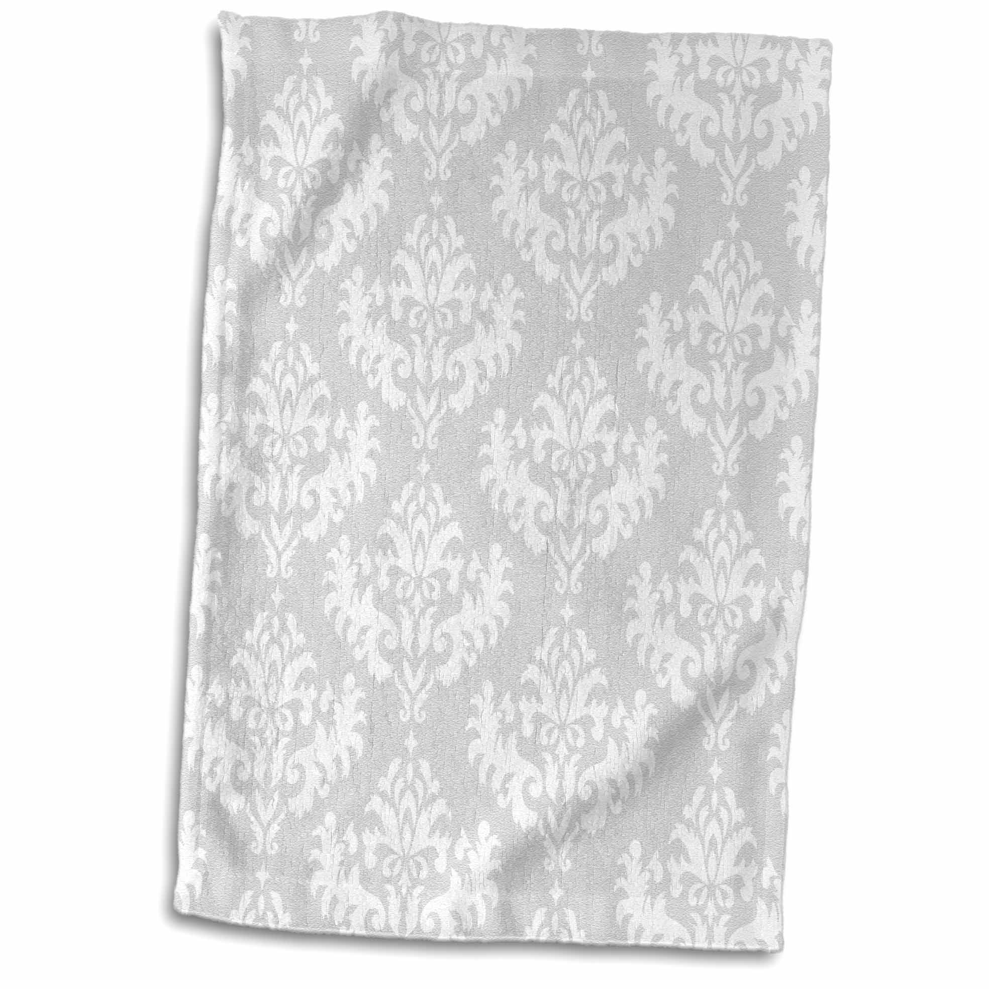 3dRose Silver Grey Gray and White Damask Pattern Classic Classy