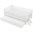 thumbnail image 5 of MODERNLUXE Twin Size Platform Bed with Trundle, Low Profile Bed with Guardrails, White, 5 of 14