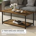 thumbnail image 4 of Industrial Coffee Table with Storage - Rustic Brown 2-Tier Center Table for Living Room | 39.4" x 21.3" | Steel & Particle Board Construction, 4 of 7
