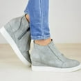 thumbnail image 3 of Dakaela Women's Platform Wedge Sneakers Hidden Heel Ankle Booties Side Zipper Casual Walking Slip on Fall Boots Grey 8.5, 3 of 6