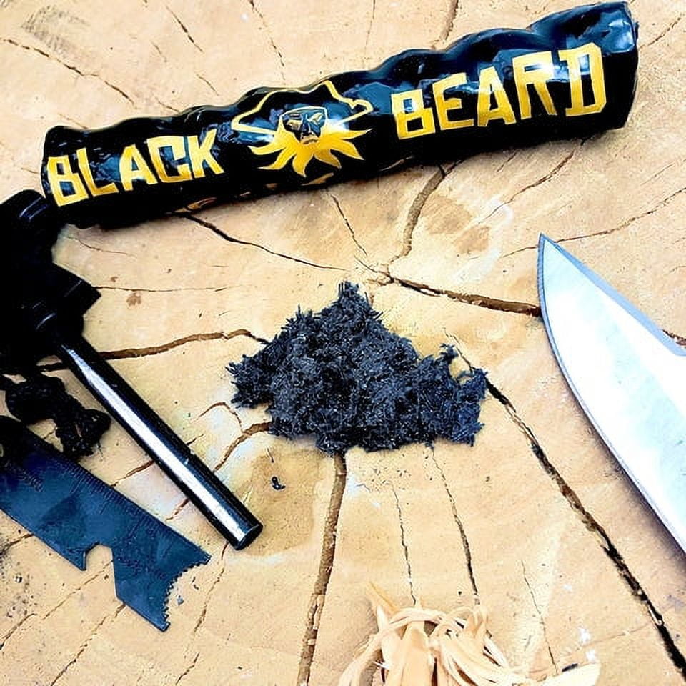 Black Beard Fire Starter Rope 3 Pack (3 Ropes) | 100% Weatherproof Fire Starter for Campfires | Can Light 50+ Fires with Over 4.5 Hour Burn Time | Emergency Survival Kits | Made in USA