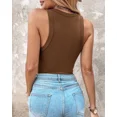 thumbnail image 4 of CHICME Womens Built in Bras Tank Tops Sleeveless Casual Shirts Racerback Ribbed Tank Top Coffee-S, 4 of 8
