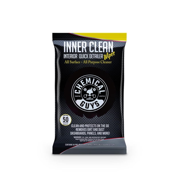 Paquete Mega 50 Toallitas Detalladoras y Protectoras Chemical Guys InnerClean Interior Seguras para
