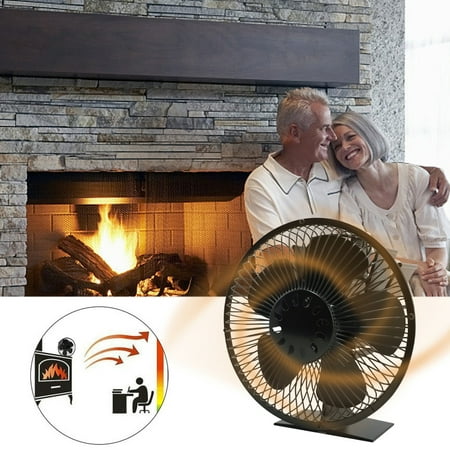 

wo-fusoul Fan Portable Mini Clearance! Wood Stove Fan Heat Powered 5 Blades Motors Fireplace Fan Thermoelectric Fan For Wood Burning Stove/Pellet/Log Burner With Protective Cover