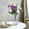 thumbnail image 4 of Artificial Rose Bouquet, 33cm Flower Bundles with 5 forks and 10 Heads for Home, Wedding, and Restaurant Decor - Purple, 4 of 5