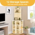 thumbnail image 3 of DWVO 5-Tier Corner Shelf with USB Ports and Outlets, Industrial Corner Bookshelf Bookcase Display Shelves Rack Storage Corner Bar Cabinet for Living Room, Home Office, Kitchen, White, 3 of 7