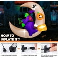 thumbnail image 3 of 4.6 FT Long Halloween Inflatable Decoration Witch On The Moon LED Lighted Blow Up, 3 of 6